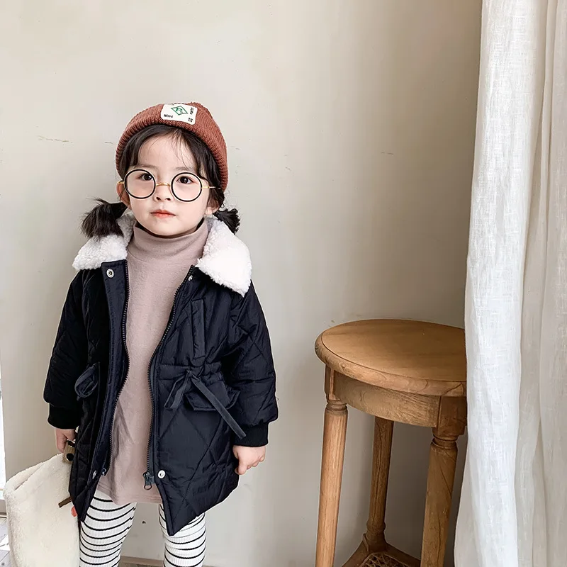 Зимнее пальто для девочек Новинка корейский стиль утолщенная и теплая