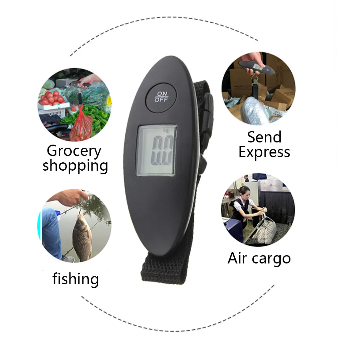 

1Pc 40kg/100g LCD Digital Scale 50kg x 50g Mini Portable Electronic Weight Hanging Steelyard Hook Scale Digital Suitcase Travel