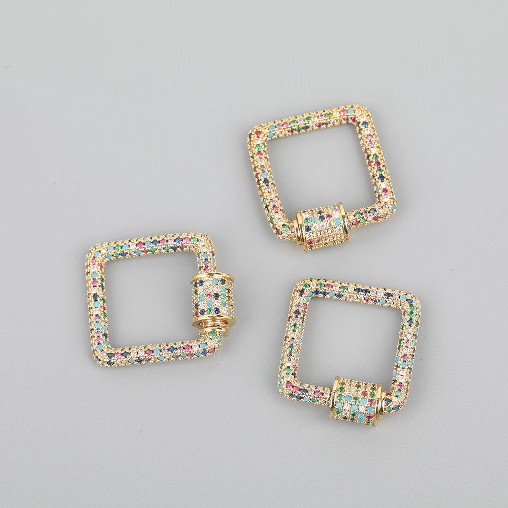 

5pcs/Lot 23mm CZ Micro Paved Square Carabiner Clasps,Cubic Ziron Lock Clasps ,Zirconia Connector Clasps For DIY Jewelry Making