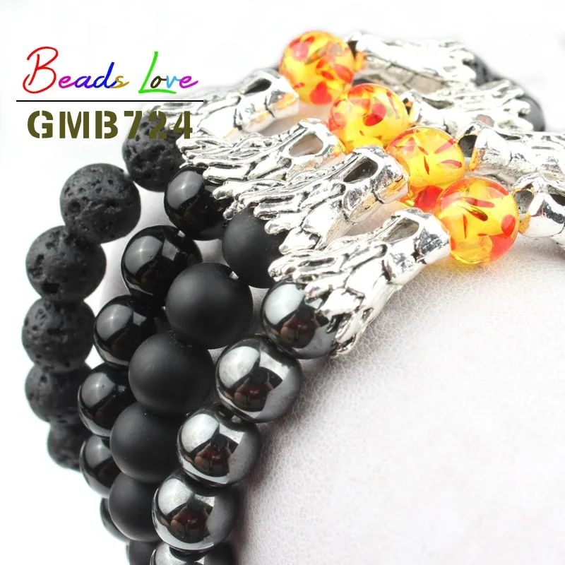 8 мм натуральный камень Бусины Браслет из черной лавы Браслеты гематита для