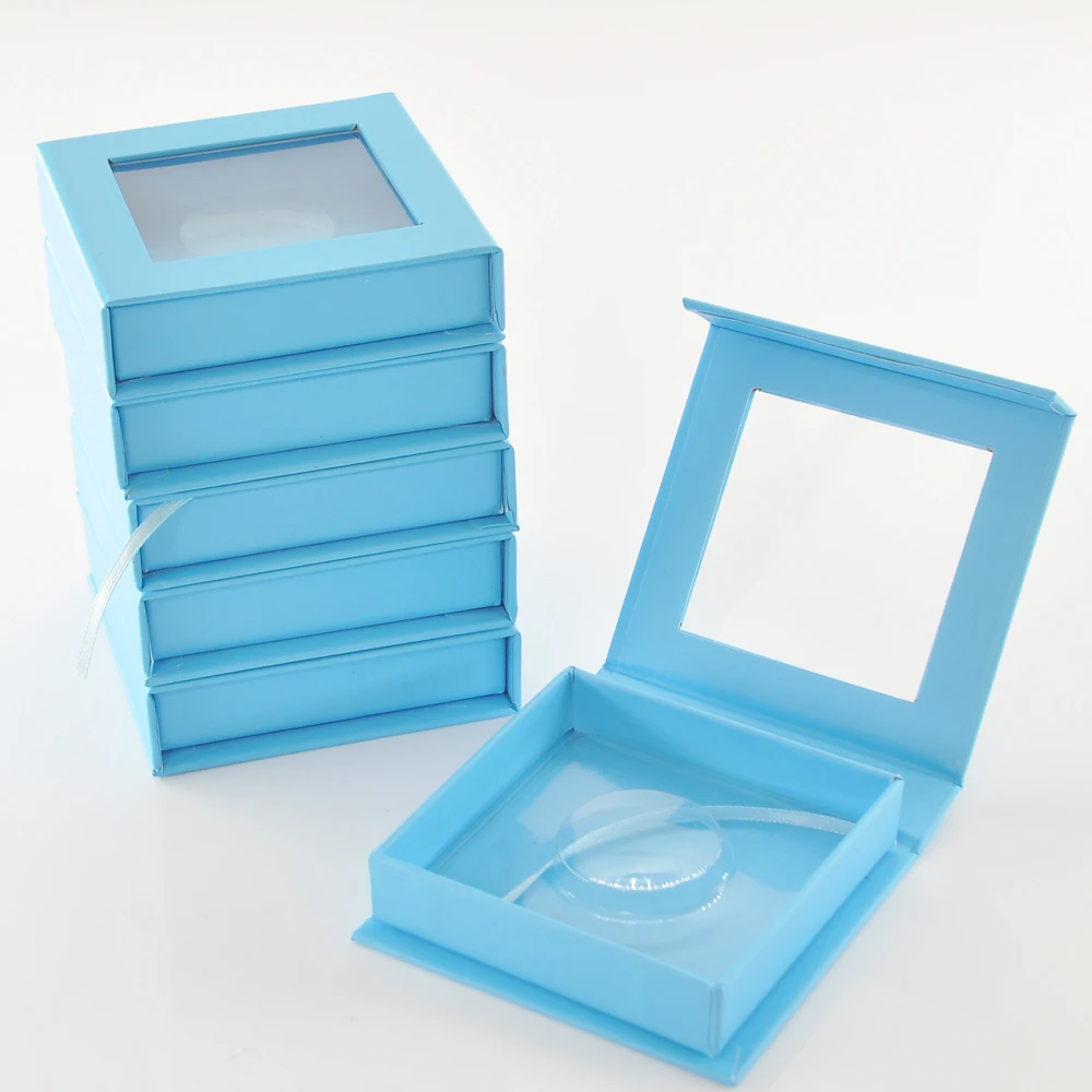 

Wholesale Lash Boxes Package Eyelash Packaging Box Custom Square Magnetic Blue 25mm Mink Lashes Makeup Case Vendor Fast Shipping