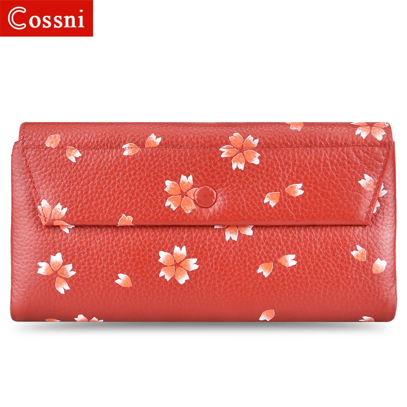 Женские кошельки и Длинный кошелек из натуральной кожи с принтом на застежке