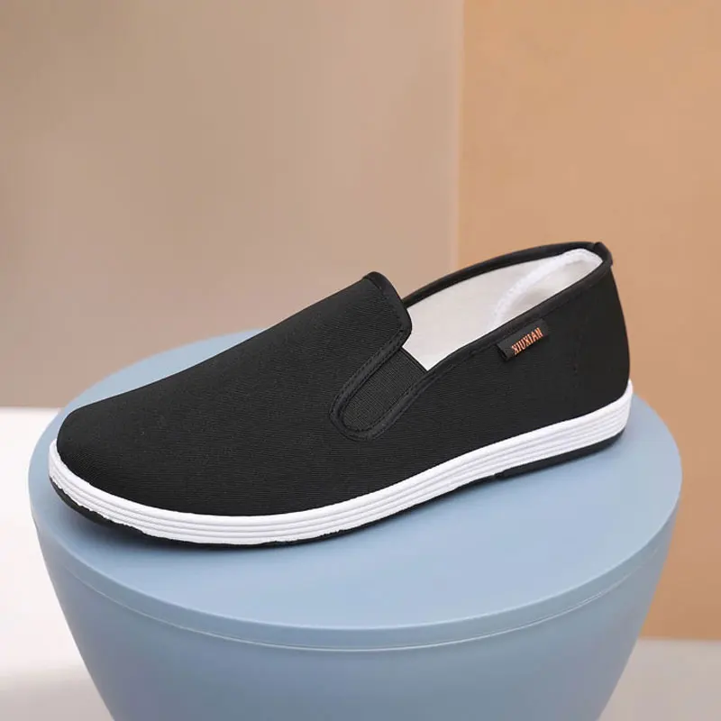 Туфли мужские хлопковые без шнуровки дышащие лоферы повседневная обувь для