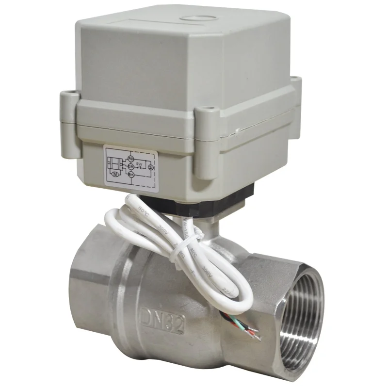 1-1/4 &quotDN32 BSP/NPT 2-сторонний SS304 моторизованный шаровой клапан 9-24 В переменного
