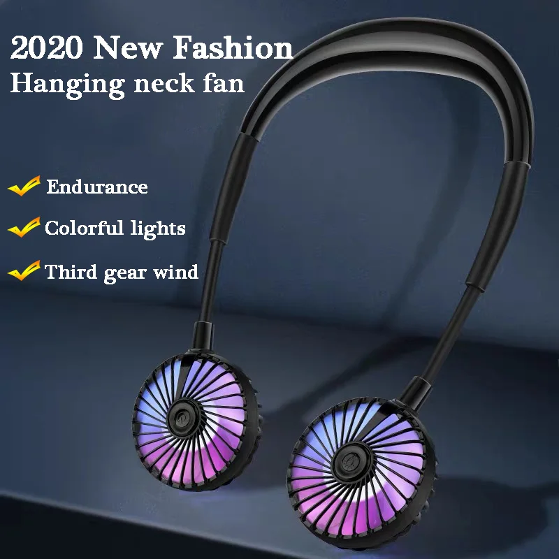 Мини-вентилятор персональный портативный вентилятор для охлаждения на шее, надевается без использования рук, висит на шее, USB-перезаряжаемый автономный кондиционер воздуха.
