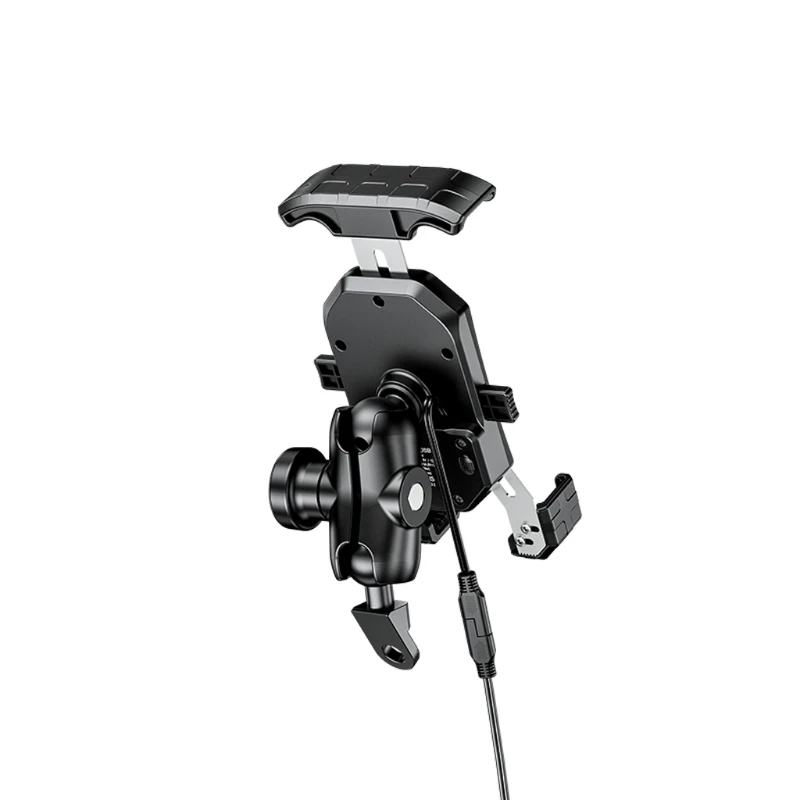 Waterproof 12V Motorcycle Mirror 15W Wireless Qi/USB C PD 20W Cellphone Fast Charger Holder Mount Cradle with Switch