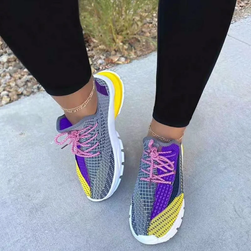 

Women Colorful Cool Sneaker Ladies Lace Up Vulcanized Shoes Casual Female Flat Comfort Walking Shoes Woman 2021 Fashion