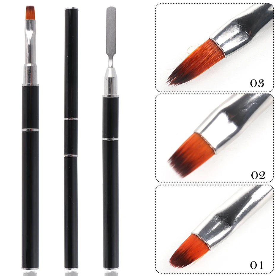 3 шт. набор кистей для ногтей с двойным концом акрилового УФ геля ручка рисования