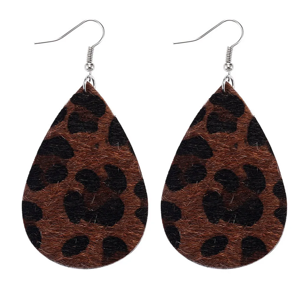 Простые винтажные леопардовые деревянные серьги африканские капли для женщин