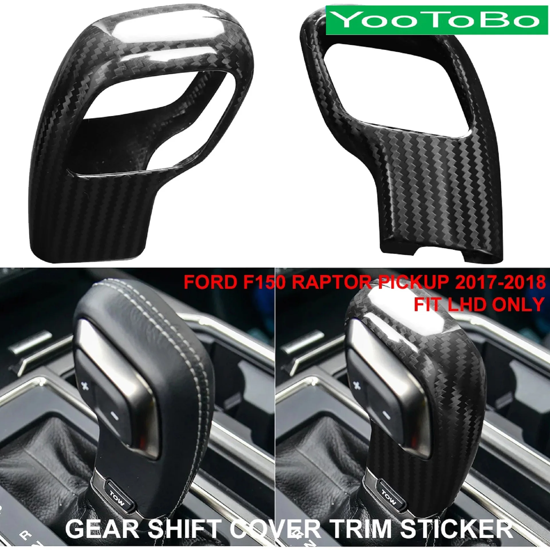 

Real Carbon Fiber Inner Gear Shift Knob Sticker Cover For Ford F-150 F150 Raptor Pickup 2015- 2020 Car Accessories