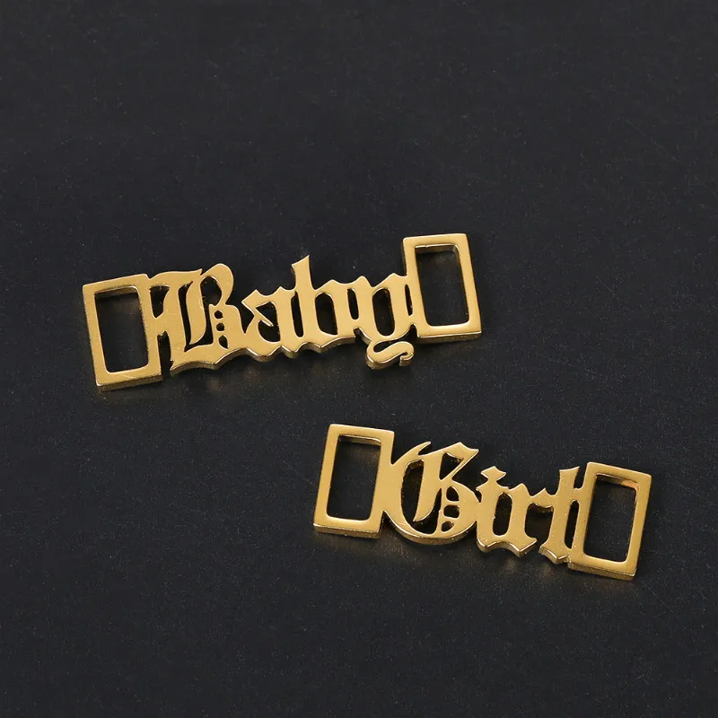 Именная застежка для обуви на заказ табличка из нержавеющей стали грелка золотой