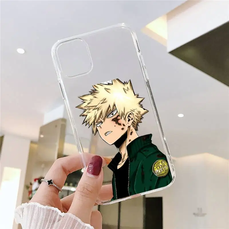 

My Hero Academia katsuki kacchan Phone Cases Transparent soft For iphone 5 5s 5c se 6 6s 7 8 11 12 plus mini x xs xr pro max
