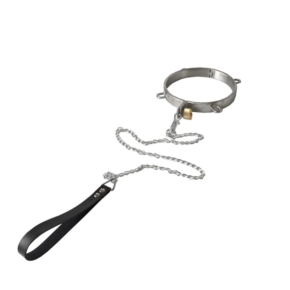 

Manyjoy Bondage Neck Collar Leash Chain Restraint Locking Stainless Steel Choker with Padlock BDSM Slave Sex toys