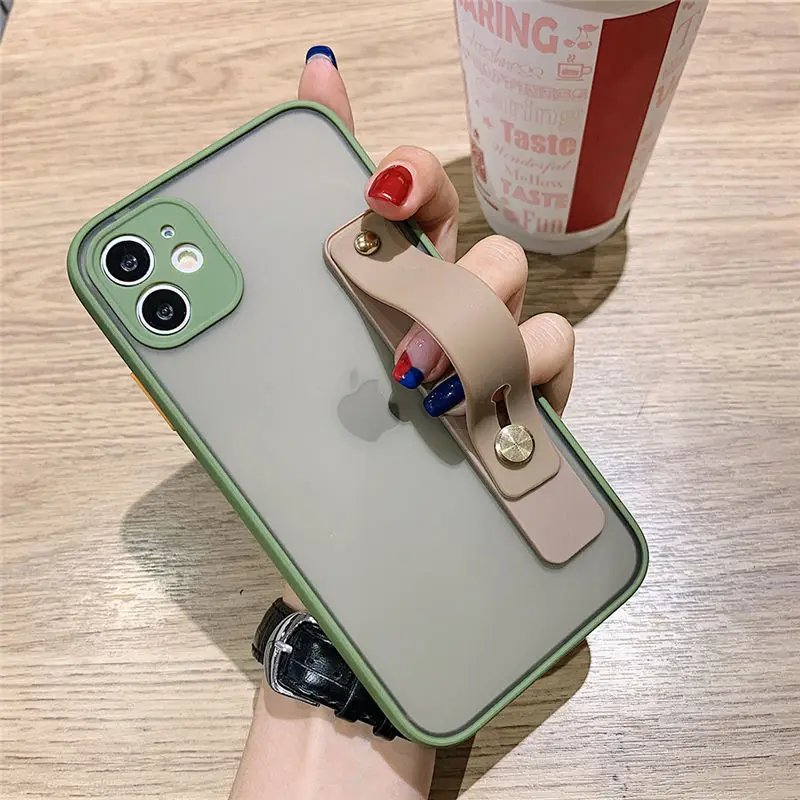 

Wrist Strap Camera Protection Phone Case For iPhone 12 SE 2 11 11Pro Max XR XS Max X 7 8 Plus 12Pro Transparent Shockproof Cover