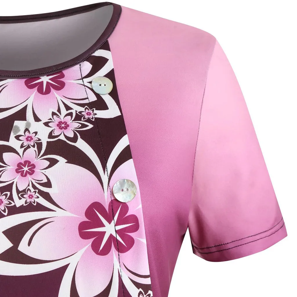 Блузка женская с принтом и коротким рукавом на пуговицах | Женская одежда