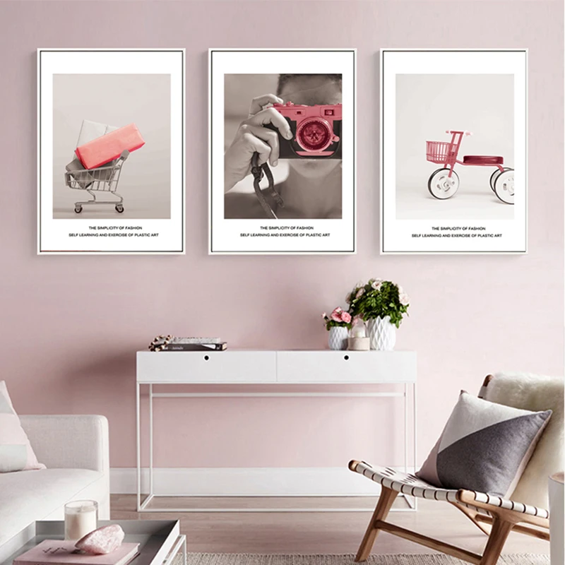 Украшение для дома красная камера девушка настенная Картина на холсте постер