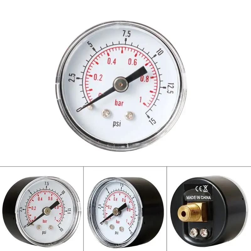 Pressure Gauge 40mm 1/8 BSPT Rear Back 15-300 PSI &amp Bar for Air Gas Wate Fuel C90A 15-30 | Инструменты