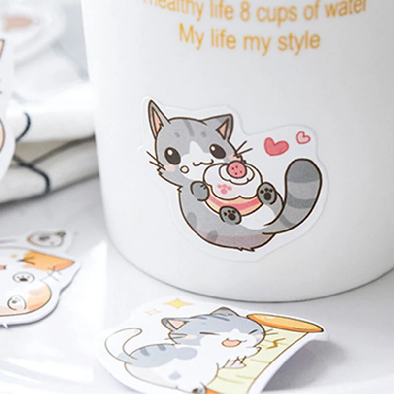 

45 pieces of Japanese hand account photo album decoration sealing stickers diy cute cat decals