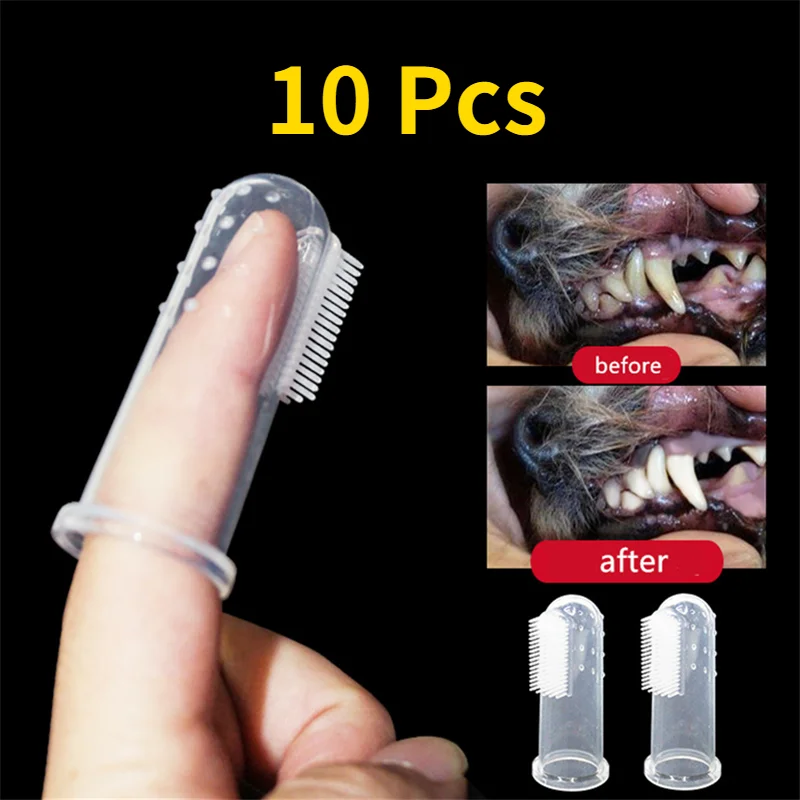 

10 pcs Pet Finger Silicone Toothbrush Pet Small Dogs and Cats Professional Teeth Oral Cleaning Deodorant Supplies Appliances