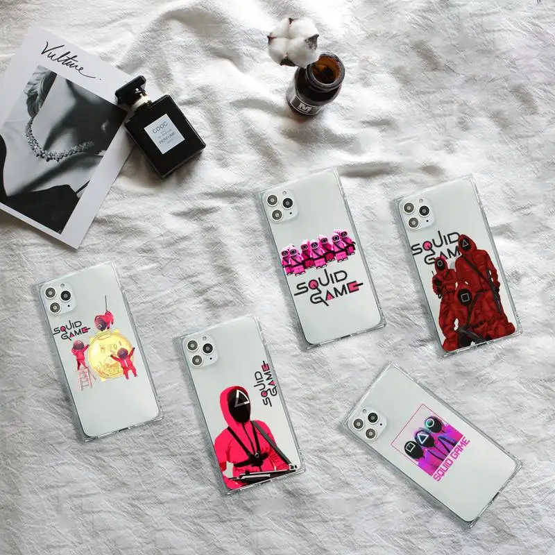 

Suspense thriller TV series Squid Game Phone Case Transparent for iPhone 7 8 11 12 se 2020 mini pro X XS XR MAX Plus