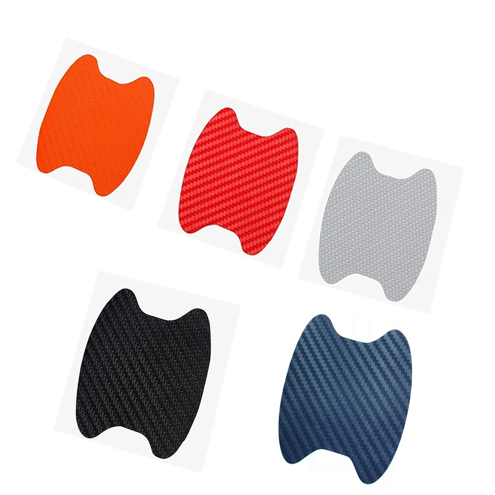 4 шт. углеродного волокна Автомобильная Ручка Защитная пленка ручка Стикеры