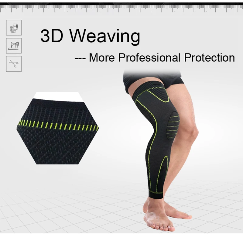 1 Шт. Удлиненные спортивные наколенники защита ног поддержка брекеты леггинсы COYOCO длинные зеленые полосатые наколенники теплые защитные рукава.