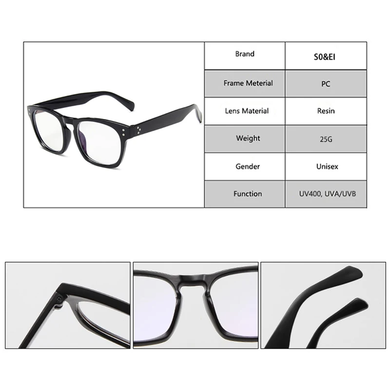 SO & EI новые модные квадратные украшения для ногтей Женские оправы очков