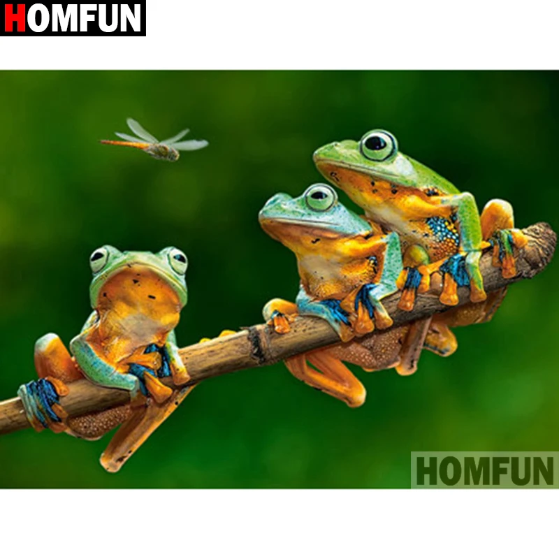

Полноформатная Алмазная 5D картина HOMFUN «животное лягушка», «сделай сам», вышивка крестиком, домашний декор, картина Стразы ручной работы A27071