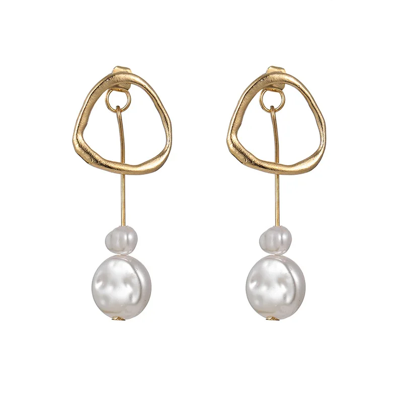 Серьги гвоздики с искусственным жемчугом стильные ювелирные украшения золотого