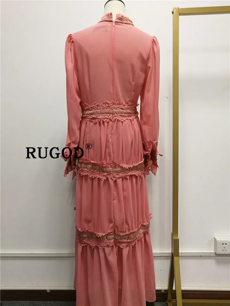 Шифоновое макси платье RUGOD Элегантное повседневное с длинными рукавами в стиле