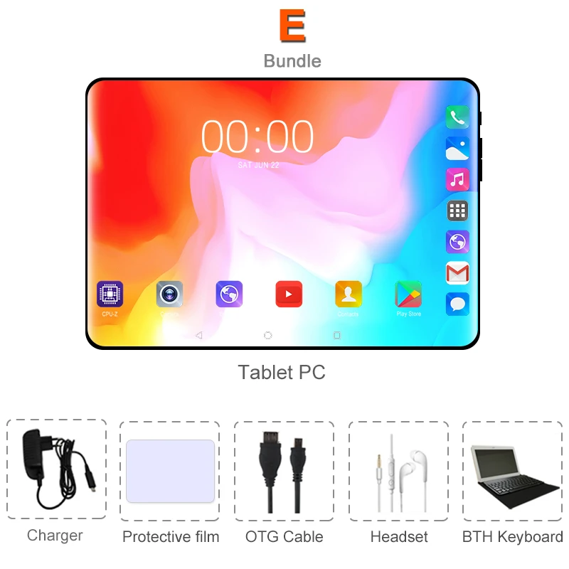 Комплект 5 10,1 дюймовый планшетный ПК Android 8,0 телефонный звонок 4G lte 6 ГБ ОЗУ 64 Гб ПЗУ Восьмиядерный планшет две сим фаблет wifi google play store 10 - Комплект: Комплект 5