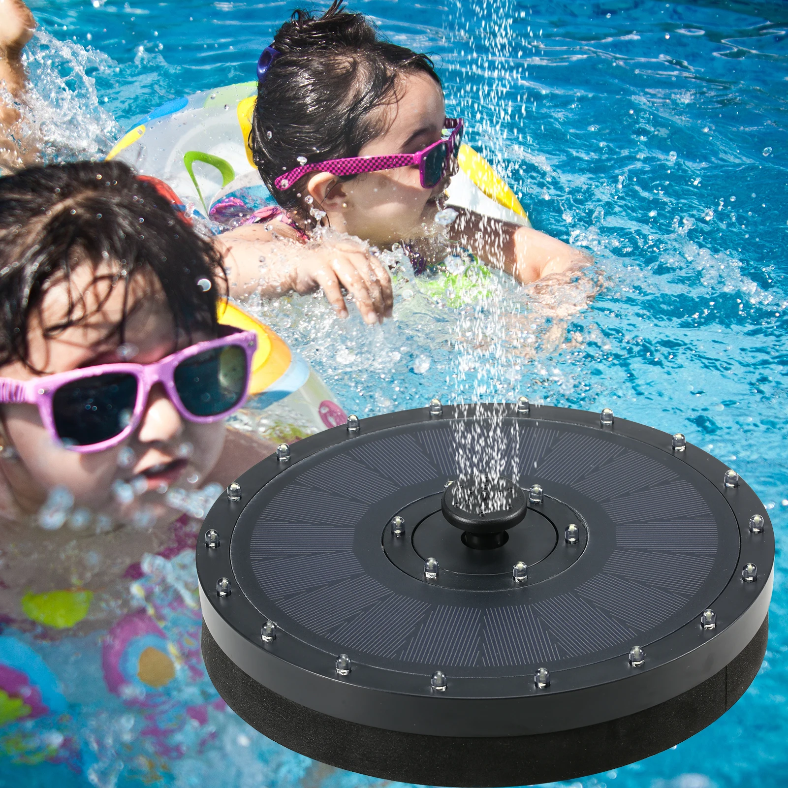 

3,5 W светодиодный солнечный плавающий фонтан насос с 24 светодиодный светильник 2000 мА/ч, Батарея свободный стоящий птица ванная фонтан насос ...