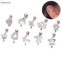 guemcal 2pcs new stainless steel snow moon flower stud earrings piercing jewelry
