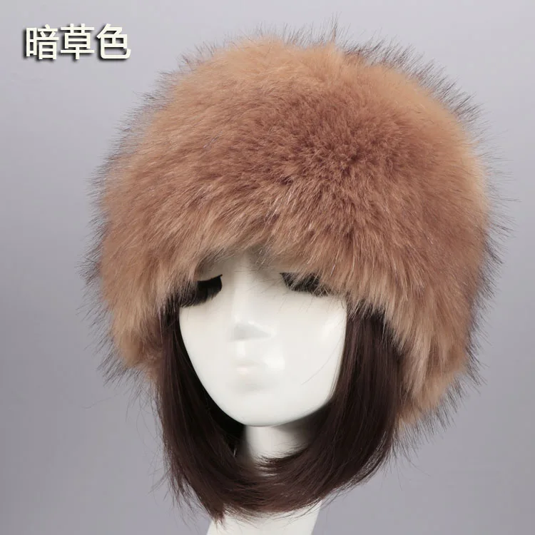 Dark khaki Qearlstar Мужские Женские меховые шапки утепленные меховые шапки из искусственного меха на плоской подошве зимние русские повседневные роскошные шапки skullies beanie WME12 - Цвет: Dark khaki