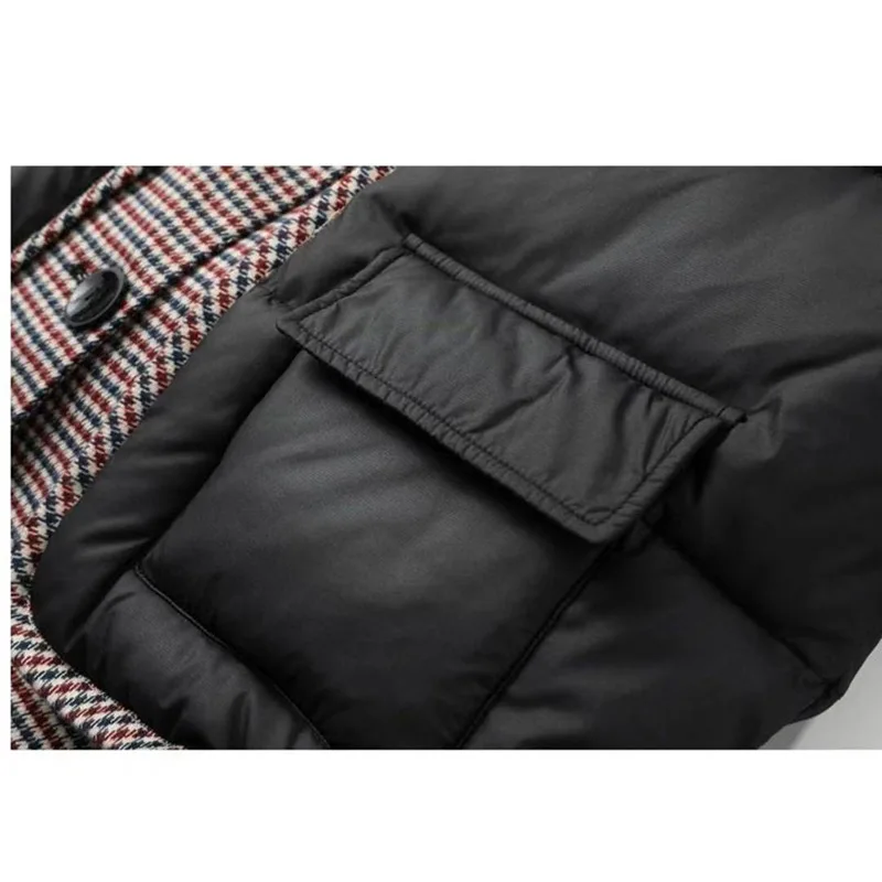 Autumn/Winter Niche Design Jacket Oversize Plaid Stitching Fake Two Harajuku High Street Warm Lapel Long Sleeve Loose Trend Coat