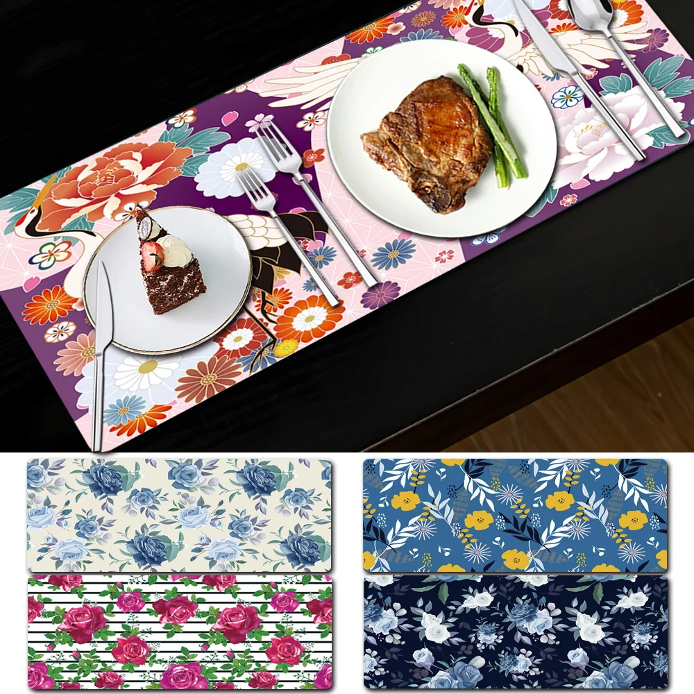Kitchen Placemat Coaster 30x80cm Fresh Flower Table Mat Western Food Coffee Home Special | Дом и сад