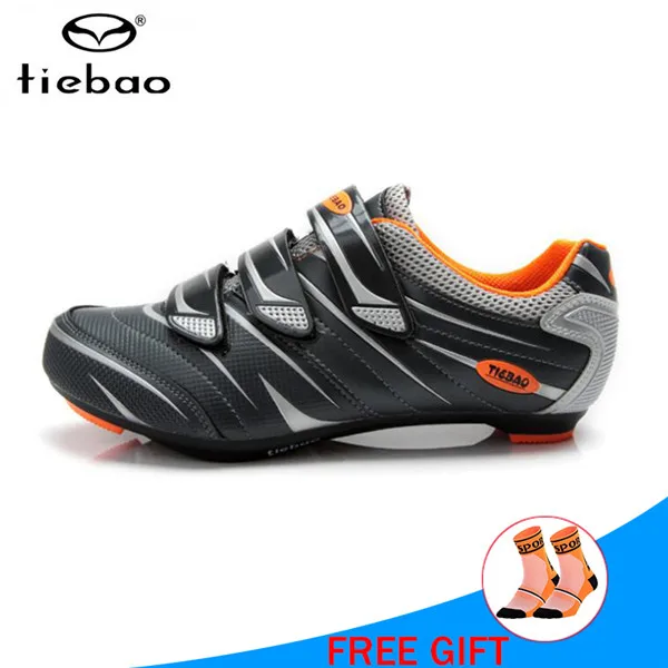 gray orange TIEBAO, обувь для шоссейного велоспорта, sapatilha ciclismo, Мужская обувь для шоссейного велосипеда, обувь для велоспорта, bicicleta carretera, женская спортивная обувь для верховой езды - Цвет: gray orange