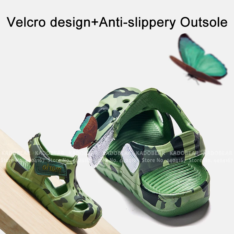 Детская домашняя пляжная обувь на плоской подошве с рисунком Летние тапочки для