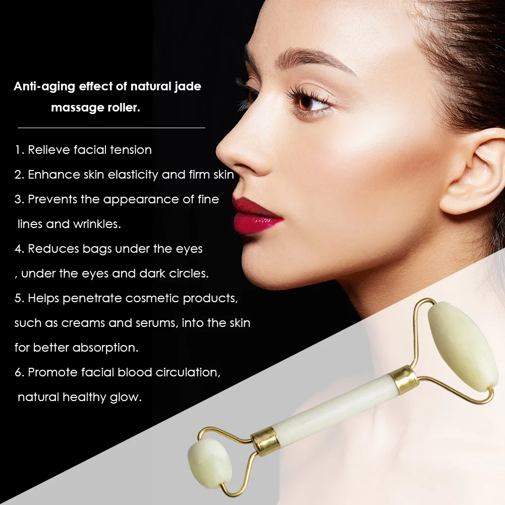 1 шт. розовый КВАРЦЕВЫЙ ролик для массажа лица с двойной головкой массажер