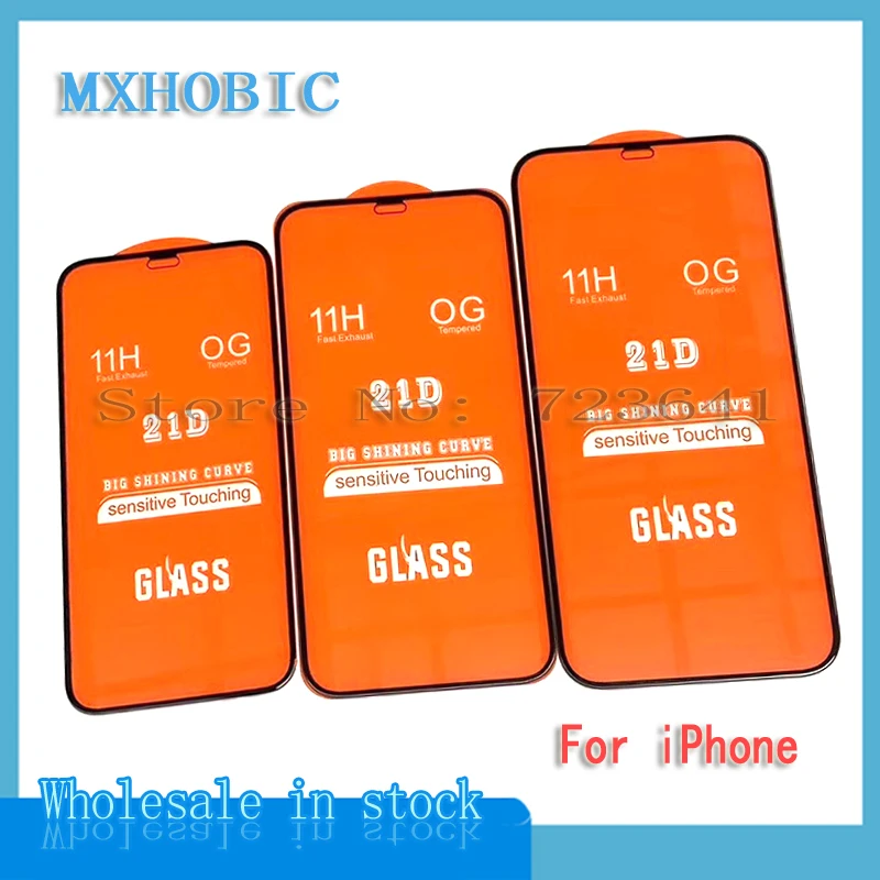 

100pcs 21D Full Cover Tempered Glass For iPhone 12 11 Pro X XS Max XR 8 7 6 6S Plus Screen Protector Protective Film by DHL/EMS