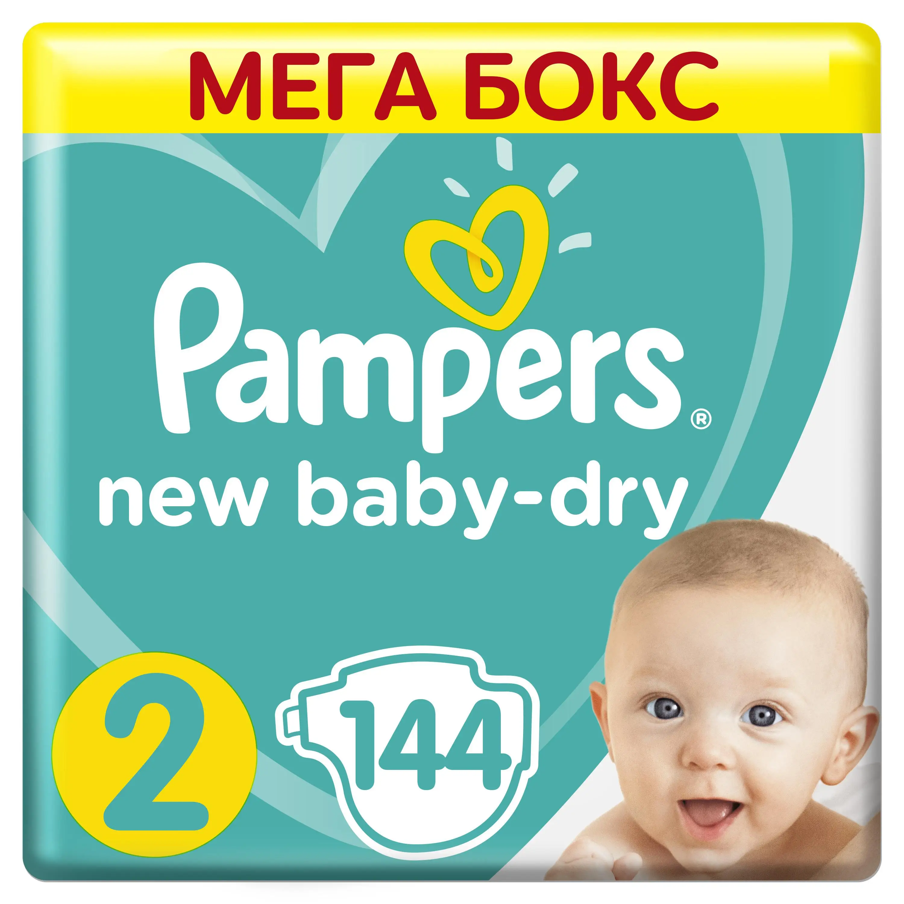 Подгузники Pampers New Baby-Dry 4–8 кг размер 2 144 шт. | Мать и ребенок