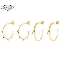 canner new arrival fashion classic geometric women earrings gold color geometric colored zircon round earring jewelry pendientes