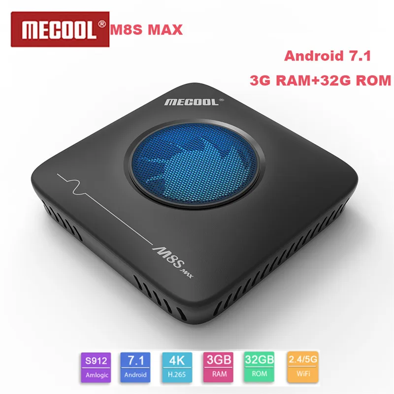 Приставка Смарт ТВ MECOOL M8S Max Amlogic S912 core 3G RAM + 32 ГБ ROM BT4.0 100 Мбит/с 4K VP9 H.265 2 4G/телефон с Wi