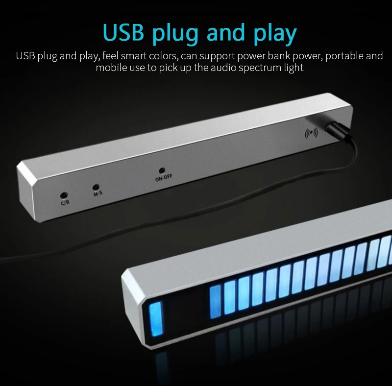

2021 new hot 32 Bit RGB Voice-Activated Pickup Rhythm Ambient Light Creative Colorful Lamp Automation Modules