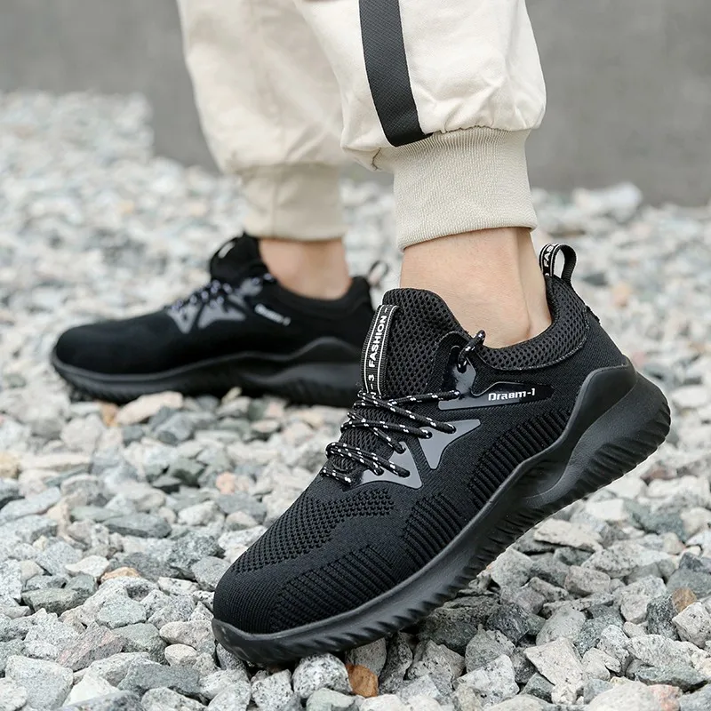 Мужские рабочие кроссовки летние дышащие со стальным носком Нескользящие размер