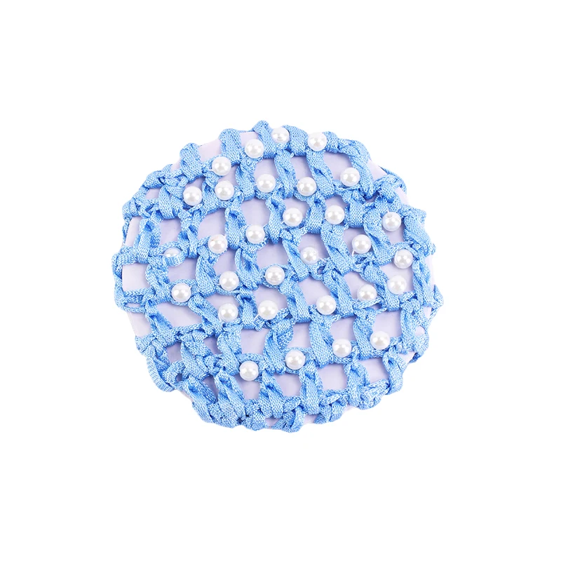 

New elastic hair snood hairnet with pearl hair accessories bundle of hair hair care wrap hair solid color simplicity headwear