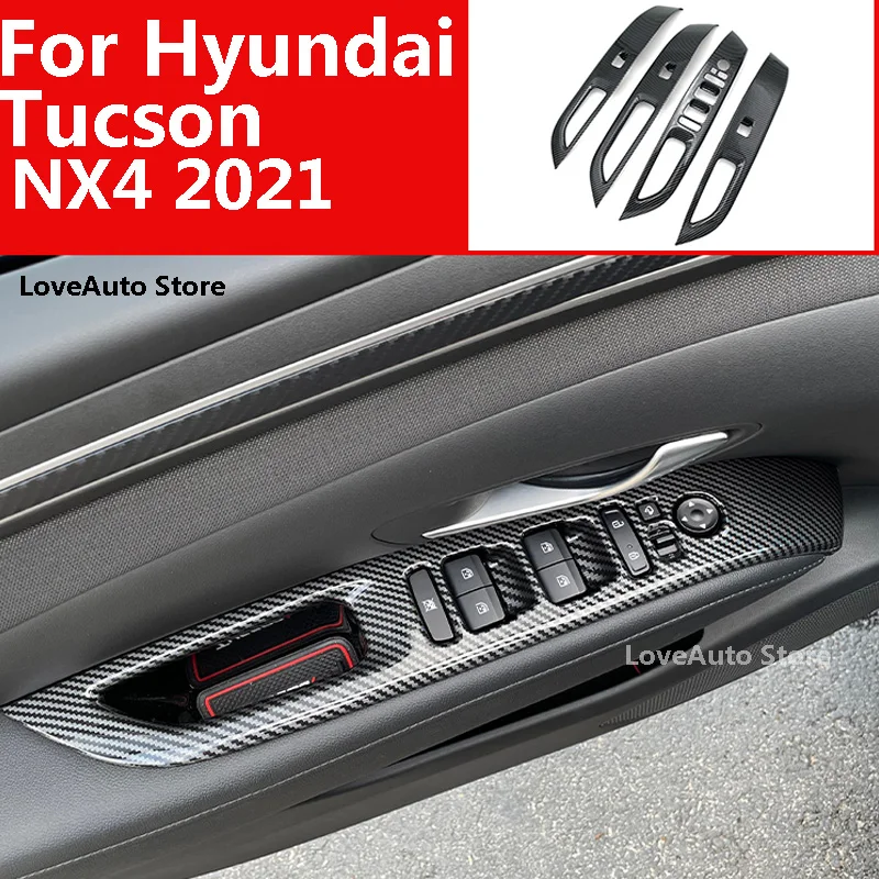 

For Hyundai Tucson NX4 2021 2022 Car Door Window Glass Lift Switch Button Inside Door Handle Frame Trim Cover Accessories