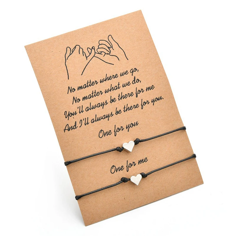 2 шт. Регулируемый Браслеты сердце Форма обещание на мизинцах дружбы цепочки руку