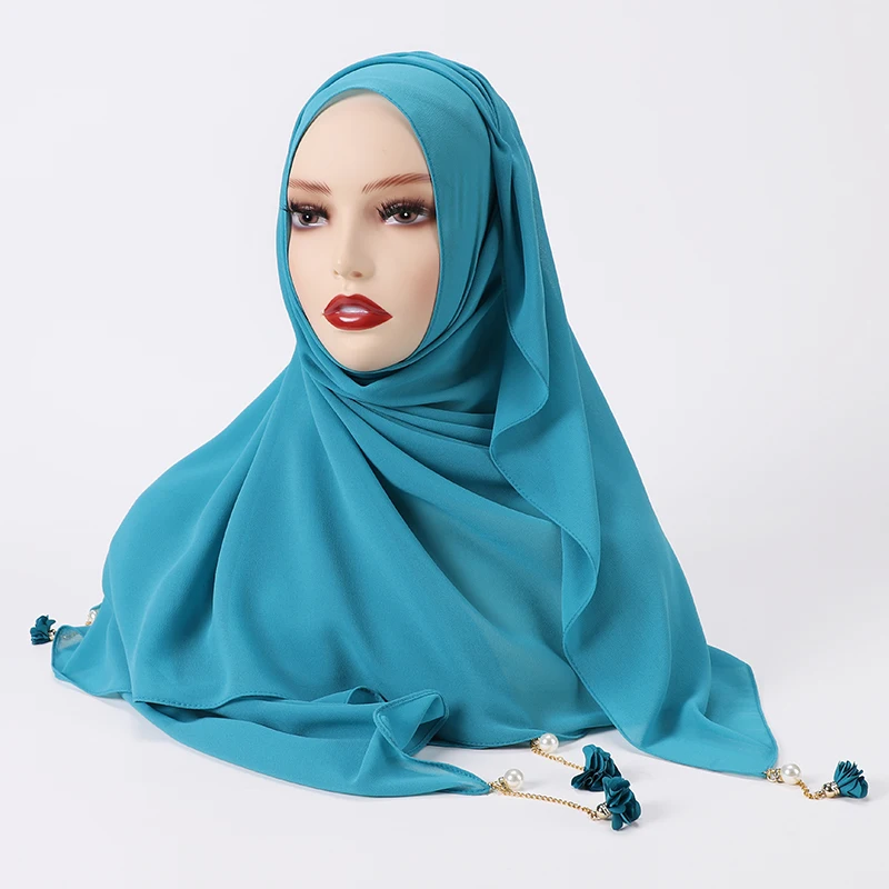 Модный простой шифоновый шарф с пузырьками Женский хиджаб однотонный