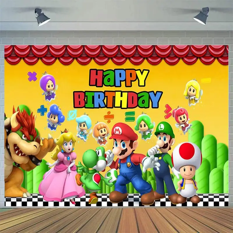 

Cartoon Game Character Super Marios Photography Backdrops Kids Birthday Party Photo Background Vinyl Photo Studios Props